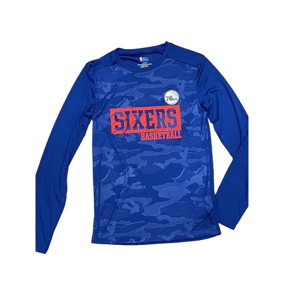 Philadelphia 76ers Long Sleeve Blue Logo Shirt Size medium * men963 - Picture 1 of 6